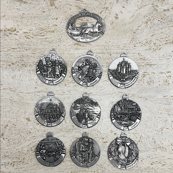 Other - 10 Vintage pewter ornaments | Country magazine Season’s Greetings